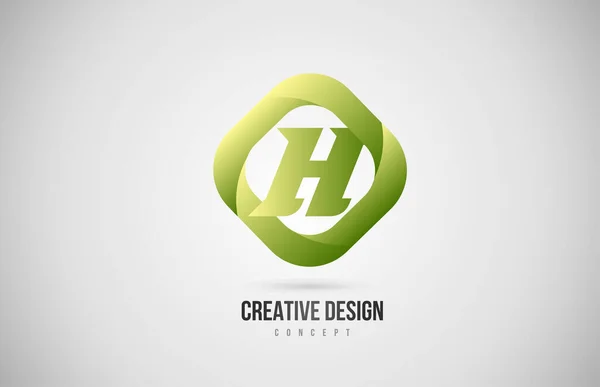 緑色のHアルファベット文字のロゴアイコン 会社とビジネスのための創造的なグラデーションデザイン — ストックベクタ