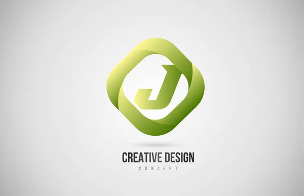 Icona Logo Lettera Alfabeto Verde Con Forma Rombo Design Creativo — Vettoriale Stock