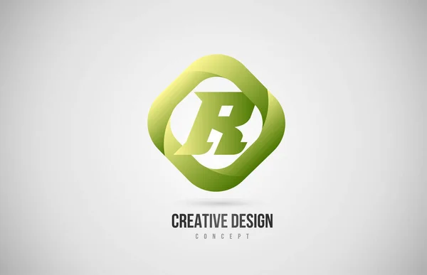 Ícone Verde Logotipo Letra Alfabeto Com Forma Losango Design Gradiente — Vetor de Stock