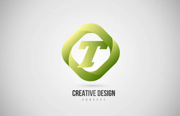 緑のTアルファベットの文字のロゴアイコンは 会社とビジネスのための創造的なグラデーションデザイン — ストックベクタ