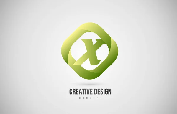 緑色のXアルファベットの文字のロゴアイコンは 菱形です 会社とビジネスのための創造的なグラデーションデザイン — ストックベクタ