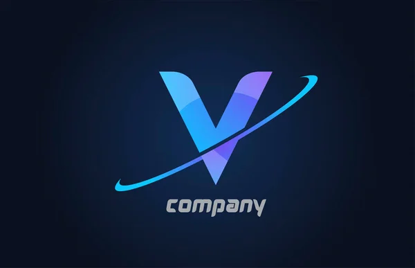 Azul Swoosh Alfabeto Letra Logotipo Icono Plantilla Diseño Creativo Para — Vector de stock
