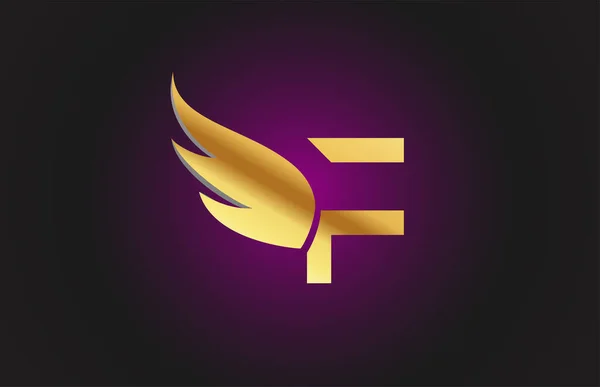 Gold Goldene Flügel Alphabet Buchstabe Logo Symbol Kreative Design Vorlage — Stockvektor