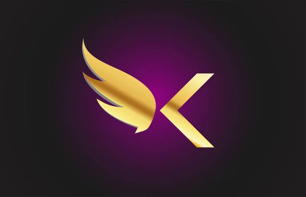 Zlatá Ikona Písmena Abecedy Křídla Šablona Kreativního Designu Pro Společnost — Stockový vektor