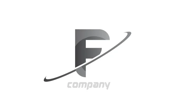 Swoosh灰色F简单的字母标识图标 公司创意设计模板 — 图库矢量图片