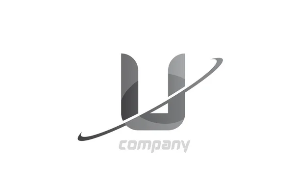 Swoosh Cinza Alfabeto Simples Letra Logotipo Ícone Modelo Design Criativo — Vetor de Stock