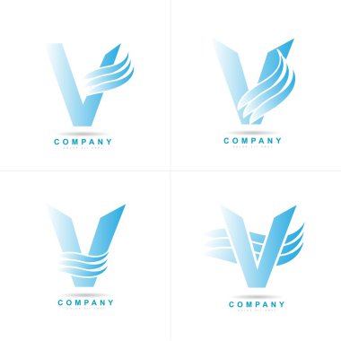 Mavi mektup V logo şirket koymak