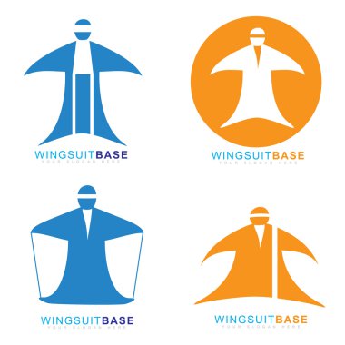 Wingsuit extreme sport base jumping icon clipart