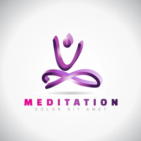 Yoga mediatation pose logo — Stock Vector