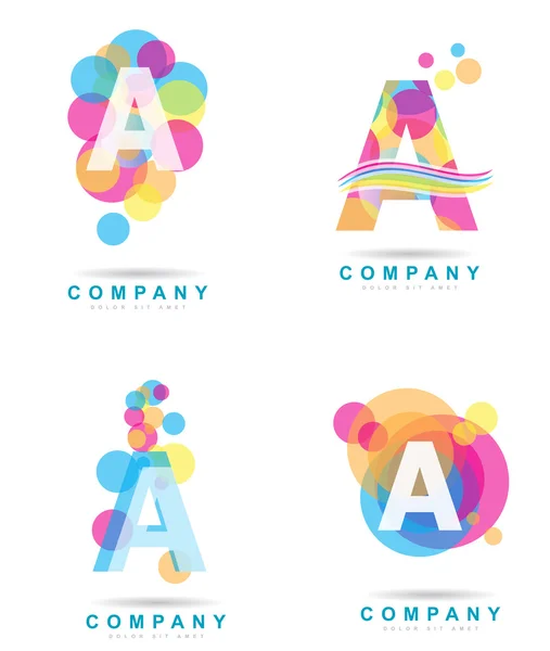Carta Um conjunto de logotipo colorido — Vetor de Stock