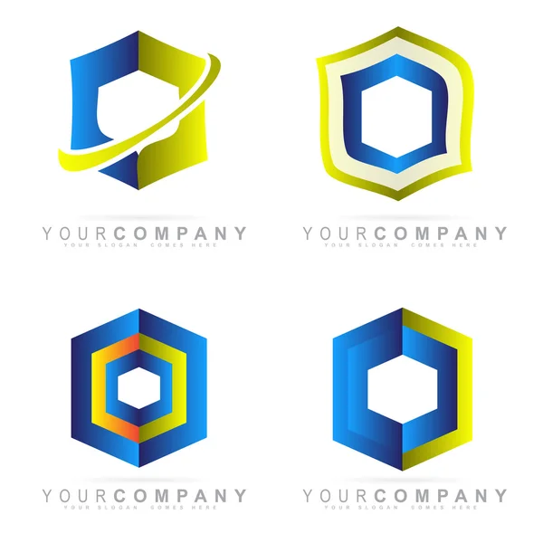 Hexagon företagslogotyp set — Stock vektor