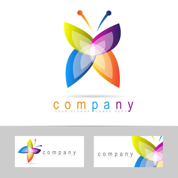 Logo icono de mariposa de colores — Vector de stock