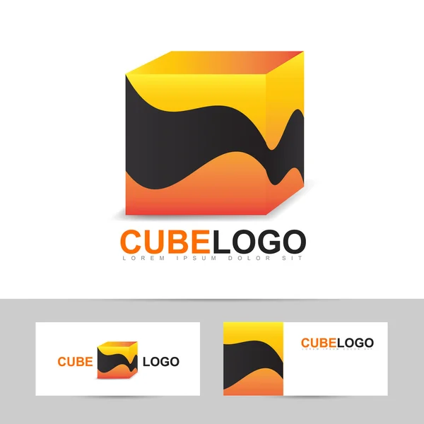 Abstrato laranja cubo logotipo vetor —  Vetores de Stock