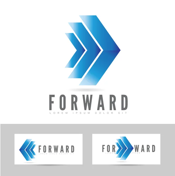 Blue forward logo arrow — Stock Vector