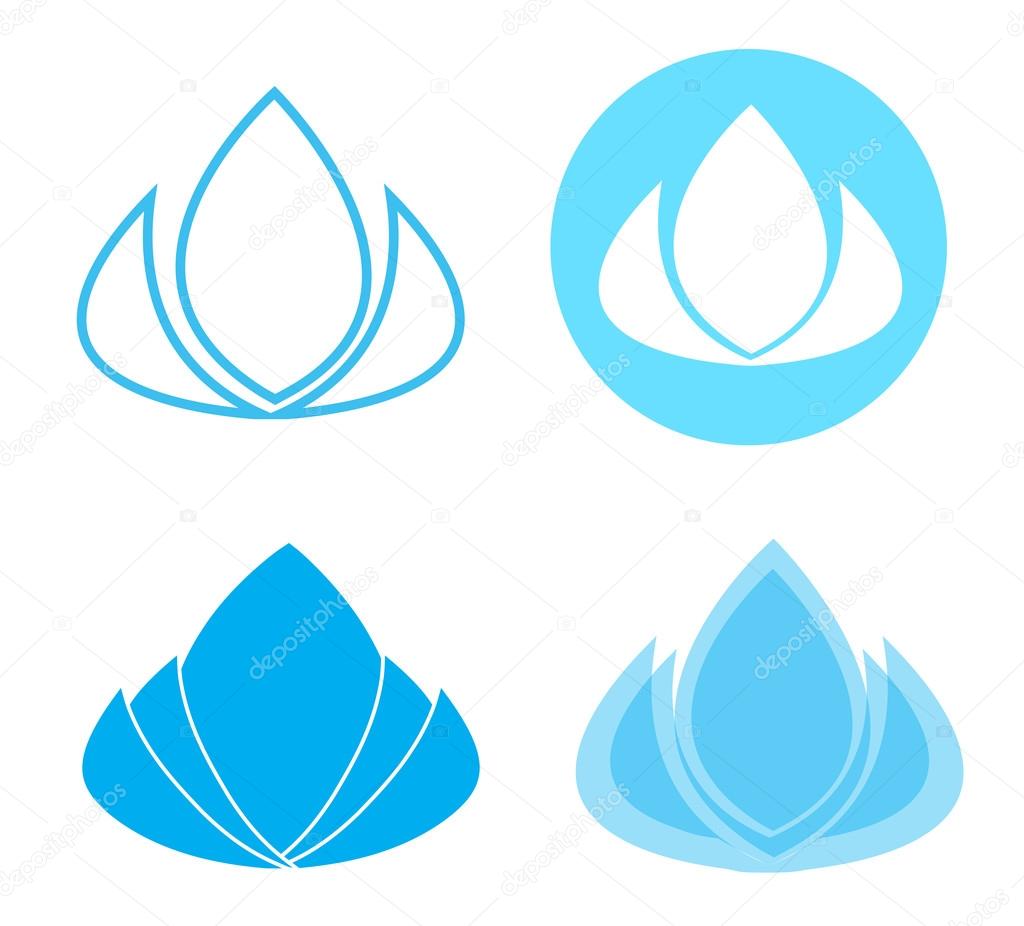 Logo vector design of a blue lotus flower logo set for spa, wellness and beauty