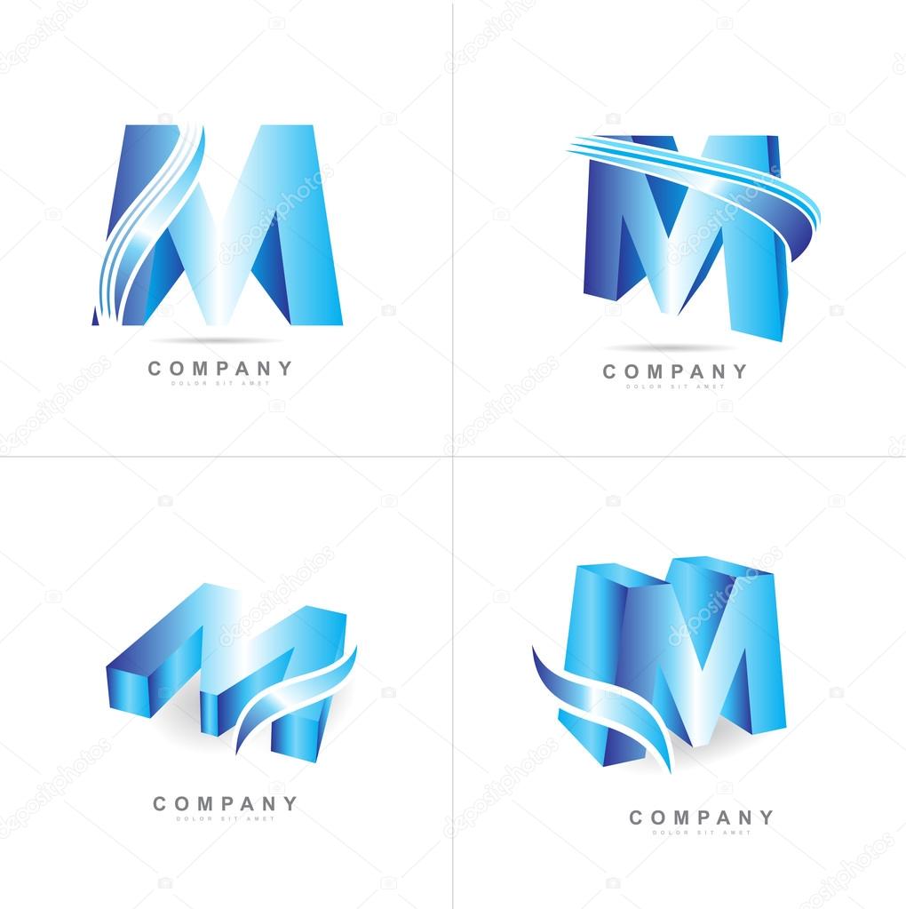 Alphabet letter M icon set