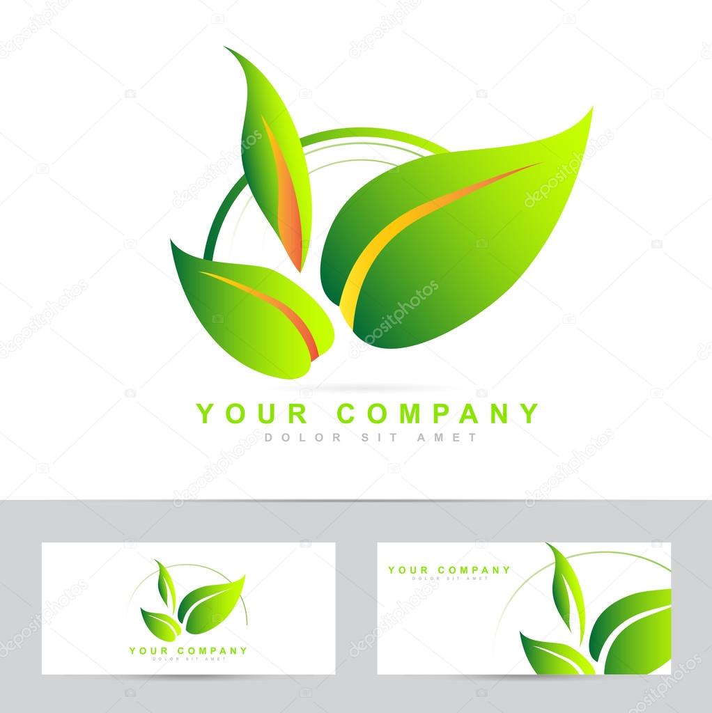 Logo vector design of green leafs for bio or ecological products