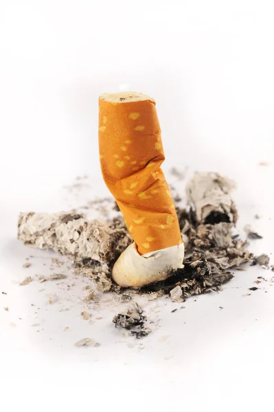 Extinguished cigarette on white background — Stock Photo, Image