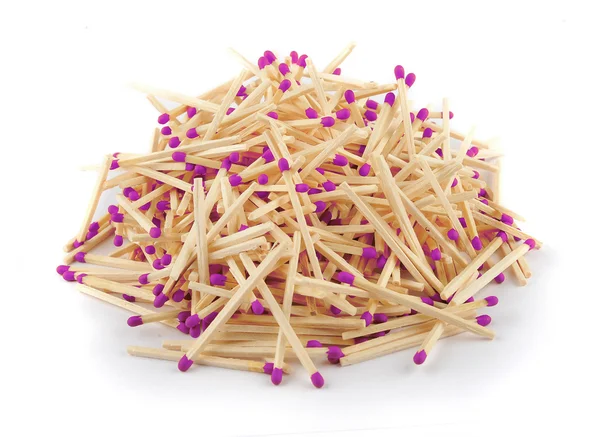 Pile d'allumettes avec des pointes violettes — Photo