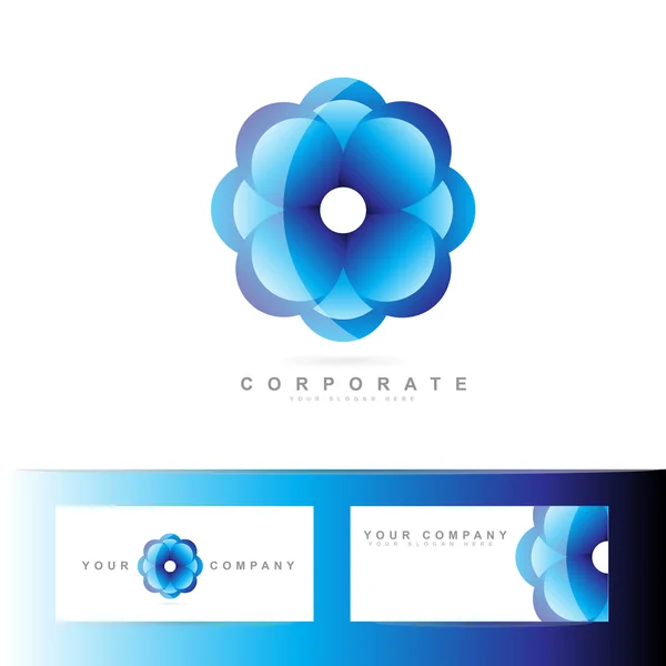 Logo corporatif fleur bleue — Image vectorielle