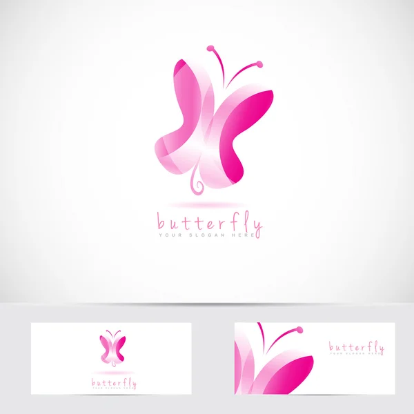 3D рожевий логотип метелика — стоковий вектор