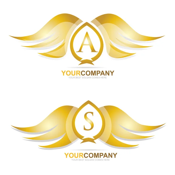 Altın altın kanatlar logo simge seti