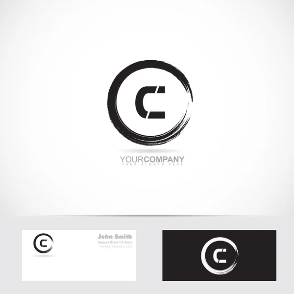 Grunge letter c circle logo — Stock Vector