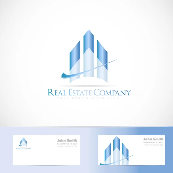 Design de logotipo imobiliário azul — Vetor de Stock