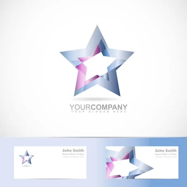 Blauwe sterren logo metal — Stockvector