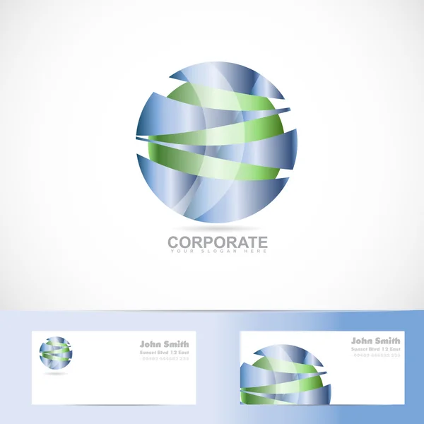 Soyut kurumsal mavi yeşil küre logo — Stok Vektör