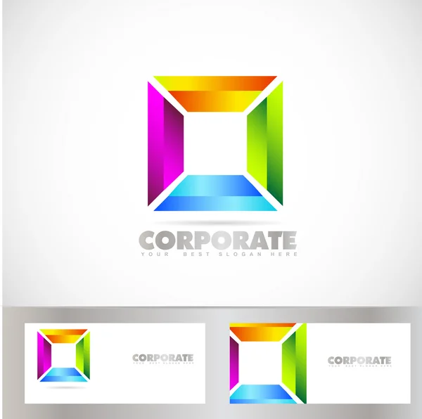 Logotipo corporativo quadrado colorido —  Vetores de Stock