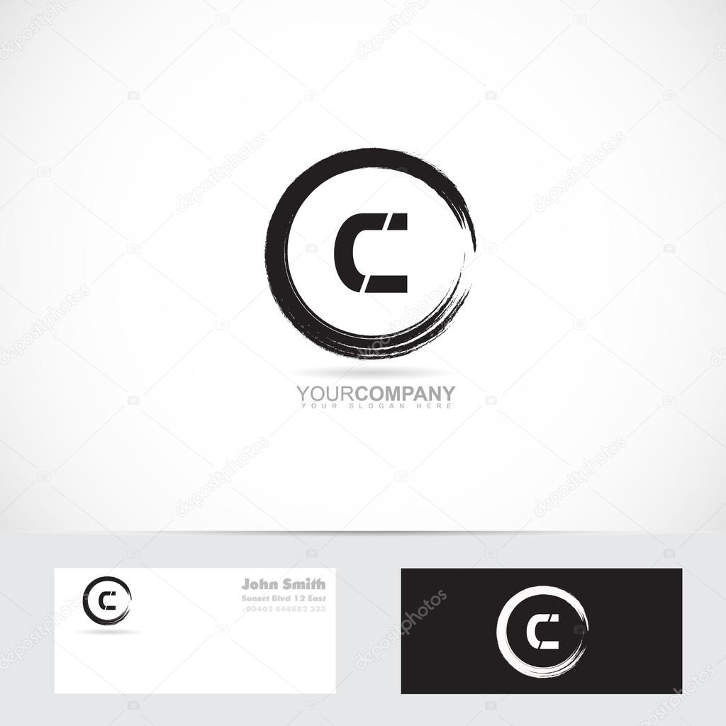 Grunge letter c circle logo