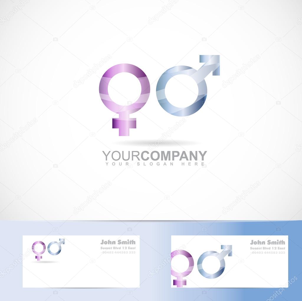 Vector logo template of male female symbol 3d logo sexuality with business card