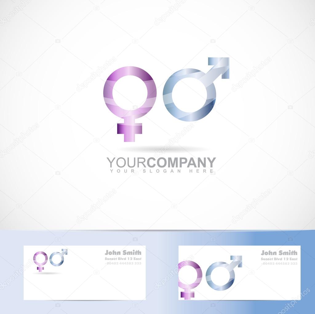 Male female symbol 3d logo