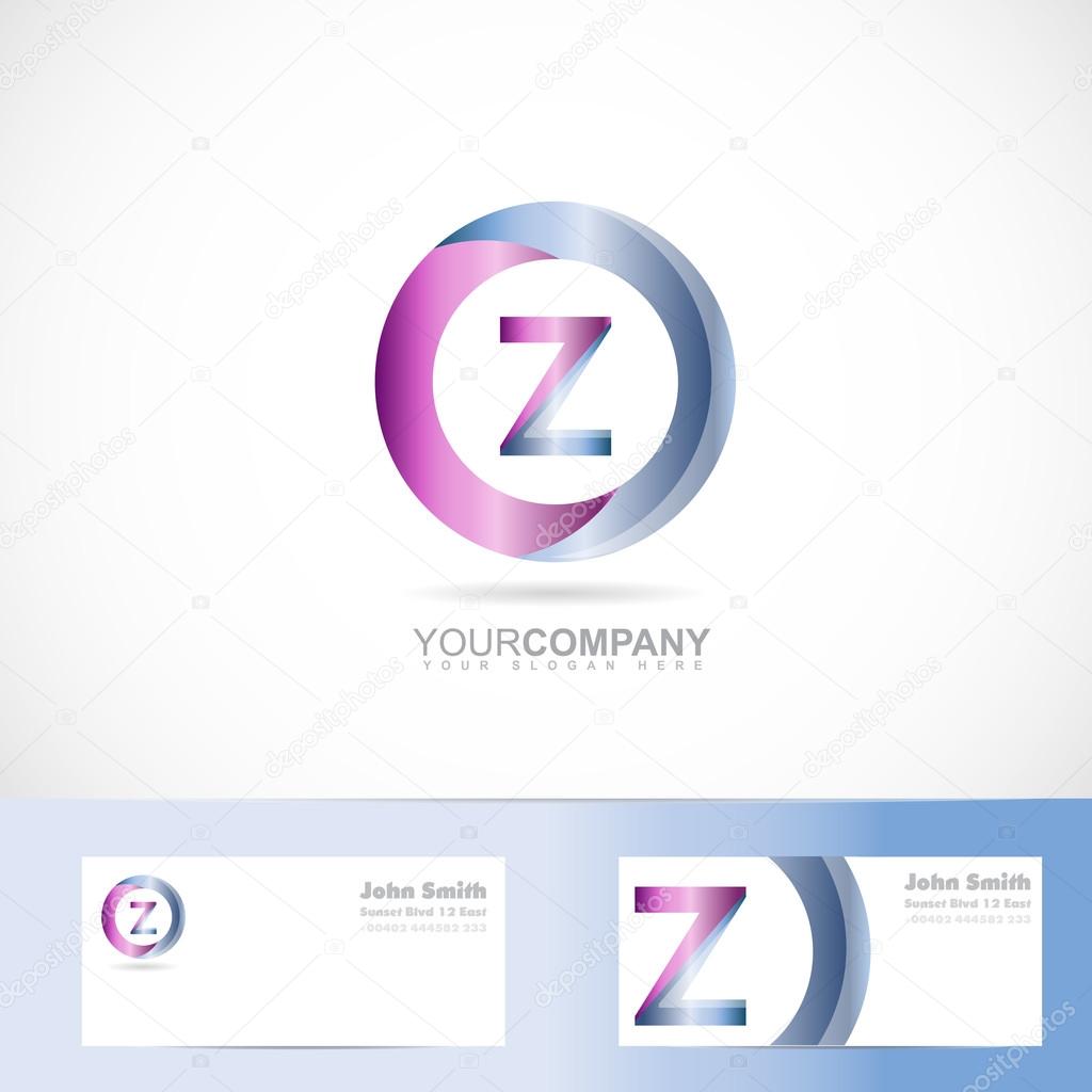 Vector logo template of alphabet letter zA 3d circle with business card