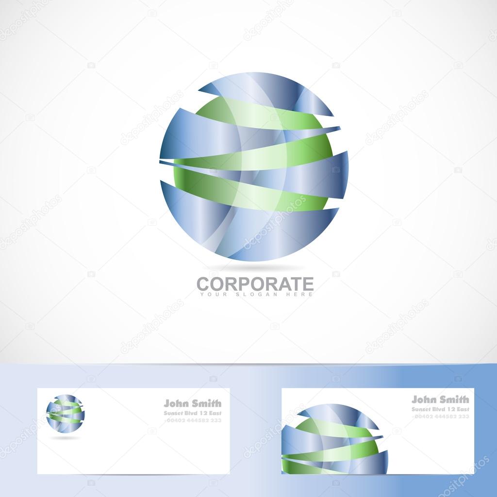 Abstract corporate blue green sphere logo