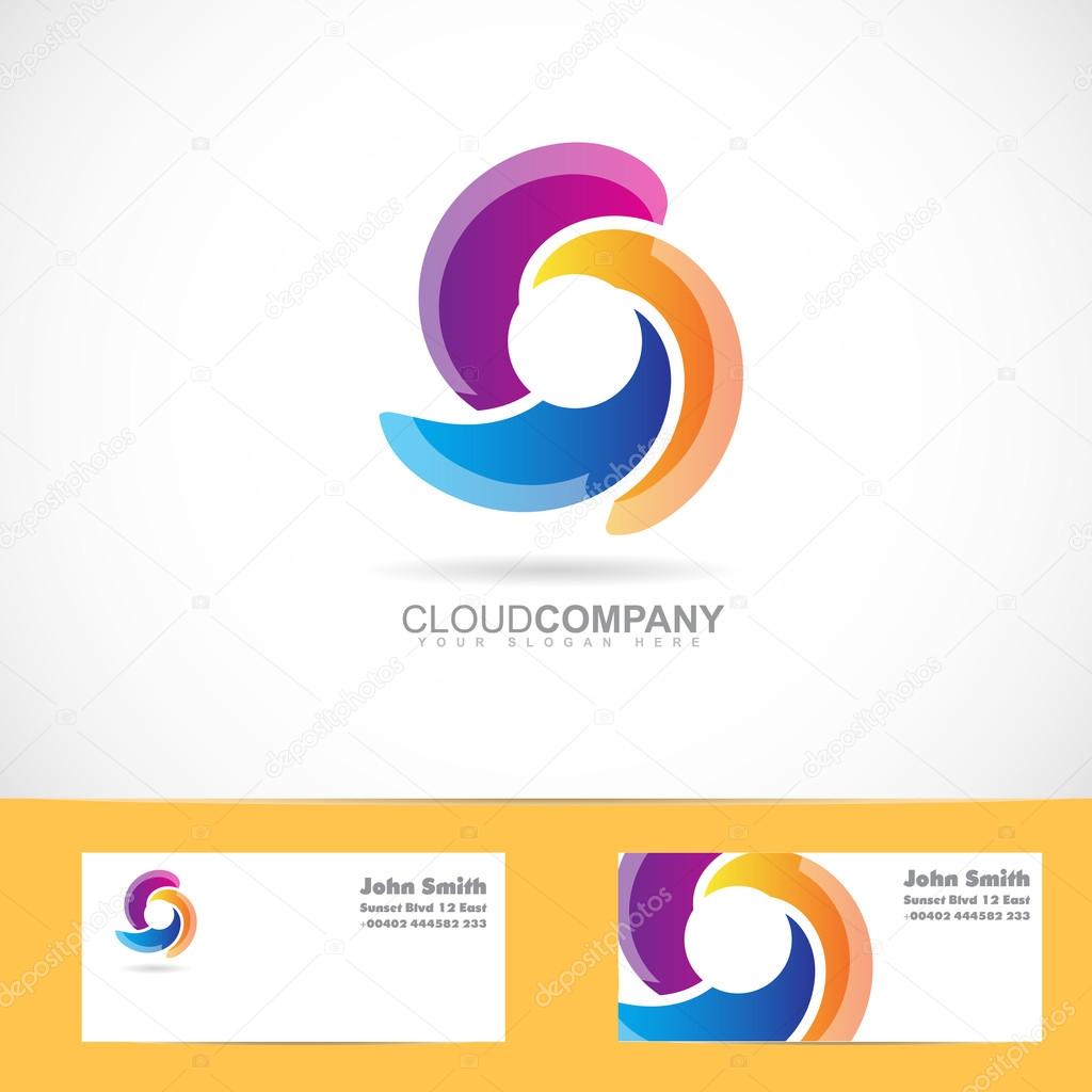 Vector logo template of a spiral swirl rotation logo with business card