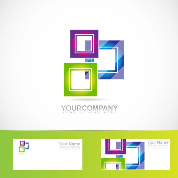 Blue green pink purple squares logo — Stock Vector