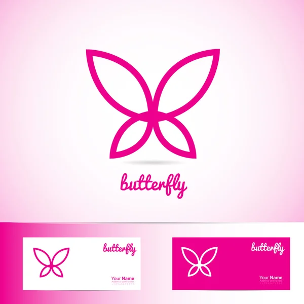 Simple pink butterfly for spa, beauty and wellness products — Stock Vector