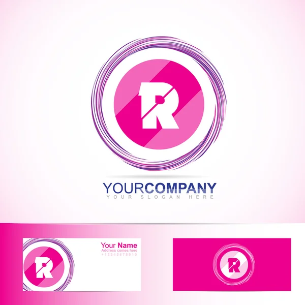 Pink letter R circle logo — Stock Vector