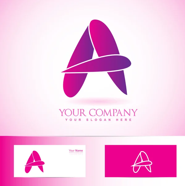 Purple pink 3d letter A logo — Stock Vector