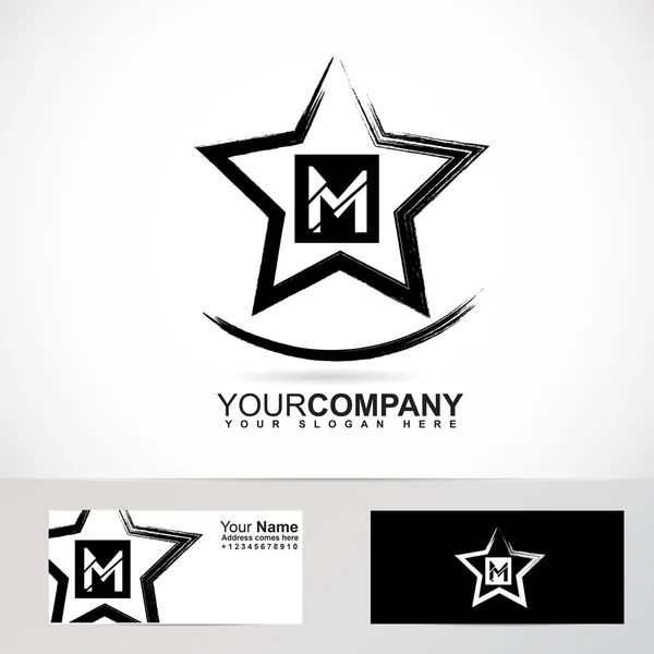 Grunge estrela letra M logotipo —  Vetores de Stock