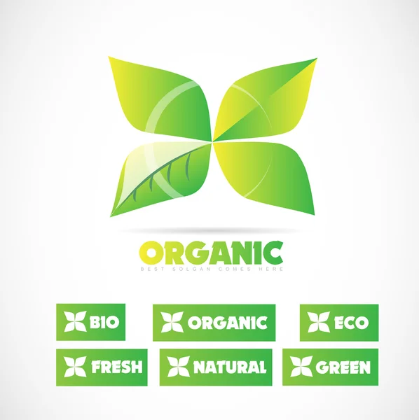 Producto bio orgánico hoja logo — Vector de stock