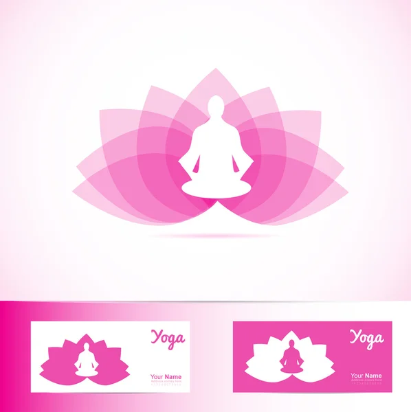 Yoga lotus flower meditation man logo shape — Stock Vector