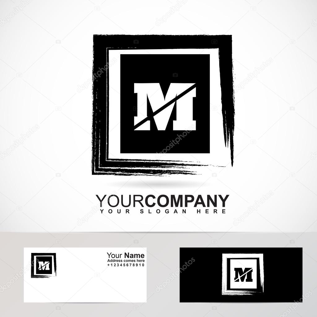 Letter M grunge square logo