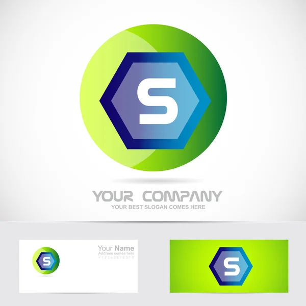S の文字の緑のボール球のロゴ — ストックベクタ