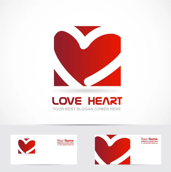 Amor corazón logo rojo — Vector de stock