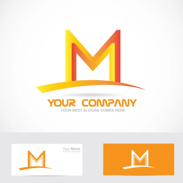 Bokstaven M orange 3d logotyp — Stock vektor