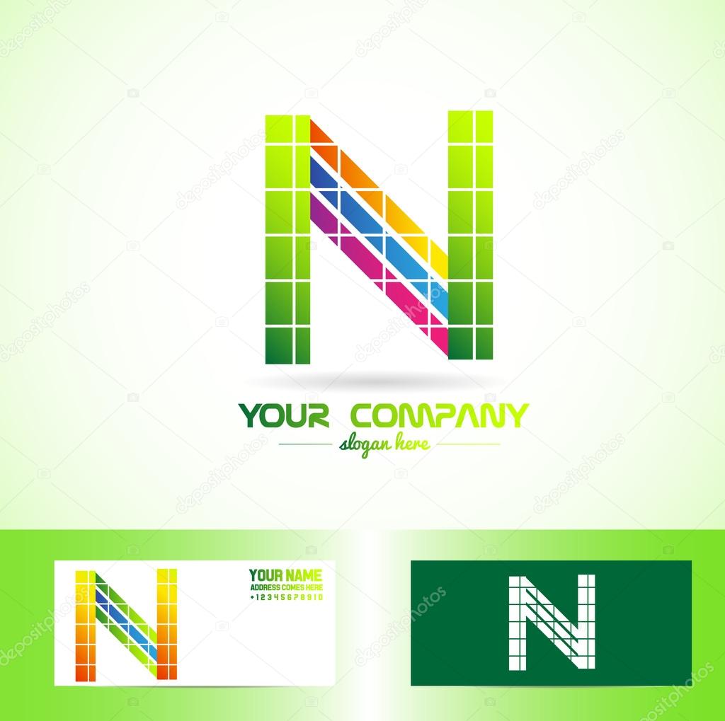 Vector company logo element template of letter n alphabet colors grid logo