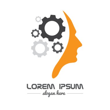Fikir kavramı logo insan kafası dişli